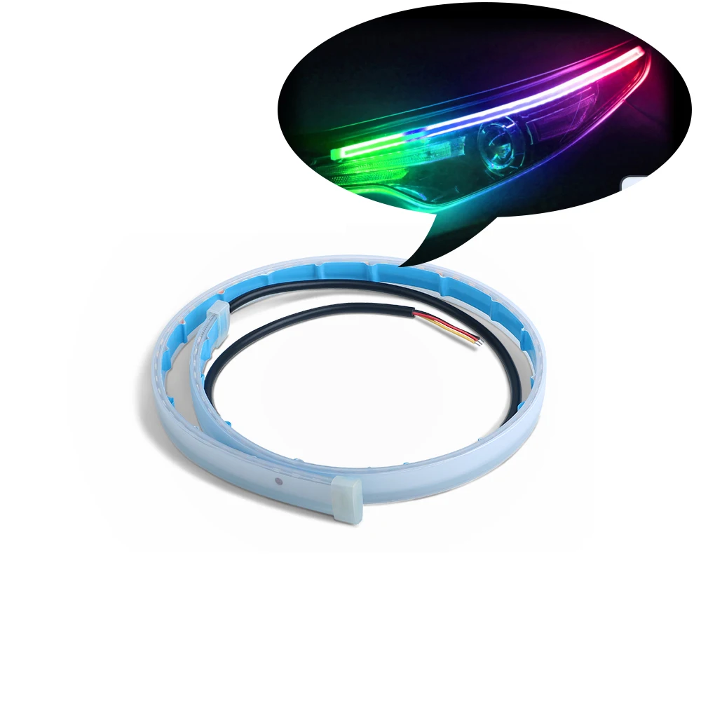 

DRL LED Ulter-Thin Light Guide Car Headlight Decorative Led Strip Dual Color Streamer Strip Flexible Turn Signal Light For Cars