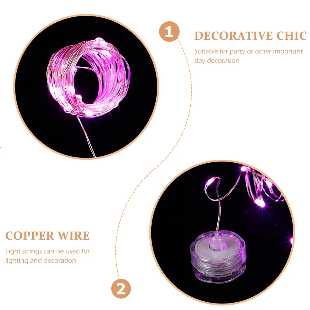 

6Pcs Submersible String Lights Copper Wire Diving Lamp LED Button Battery Light