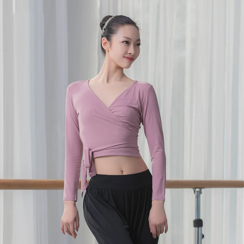 2021 балетная футболка топы для танцев спортивные женские Топы с длинным рукавом и