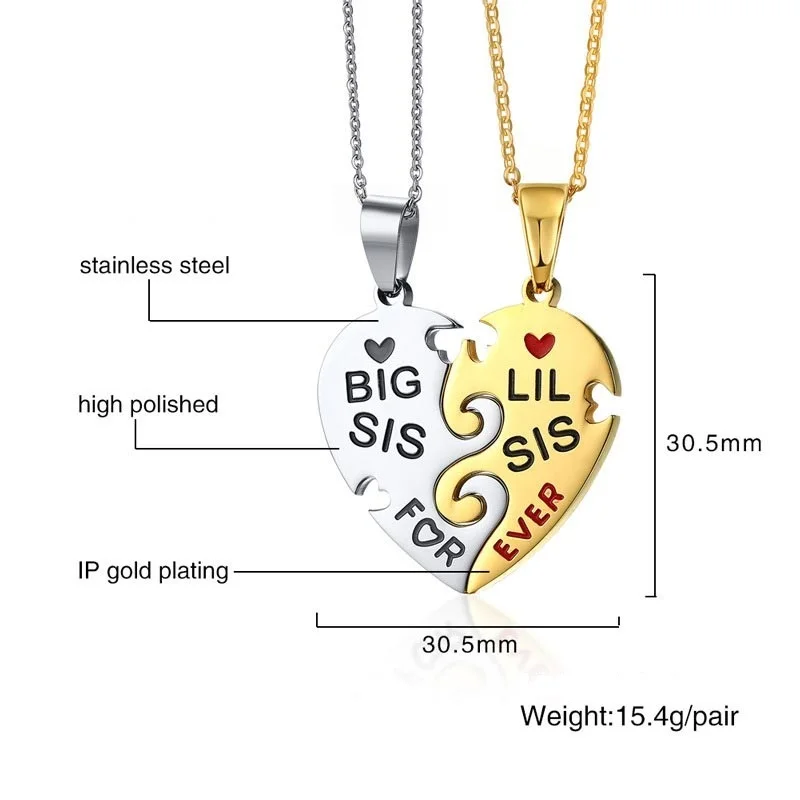 Женский комплект колье LOOKER Forever Love BIG Sister кулон в виде сердца для лучшего друга