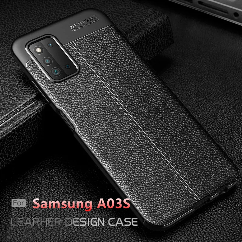 

For Samsung Galaxy A03S Case For Samsung A03S Capas Shockproof Armor Soft TPU Bumper Leather For Fundas Samsung A02S A03S Cover