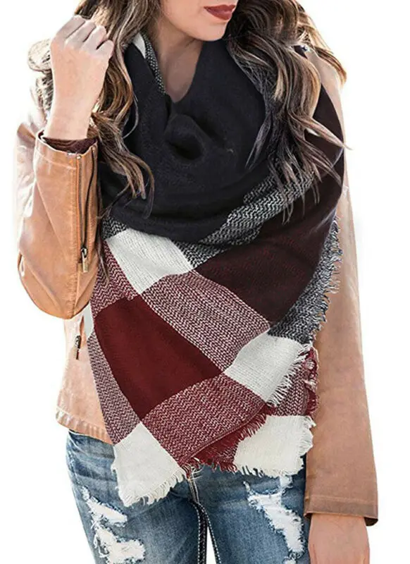 Женское тартановое одеяло большого размера шарф обертывание шаль плед Уютный