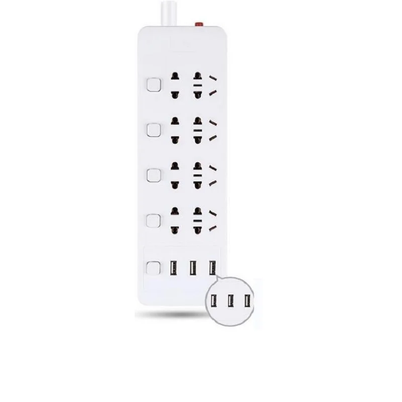 8 A C Outlets 3USB AU/EU/UK вилка индивидуальная Коммутируемая силовая лента 1,8/2,8 м защита от перегрузки защита от перенапряжения австралийская китайская стандартная розетка-удлинитель - Цвет: 8 A C Outlets 3USB