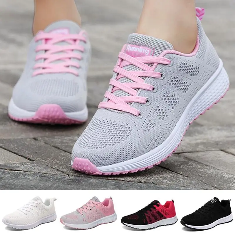 

Дышащие сетчатые женские спортивные кроссовки, женская обувь для бега, Спортивная теннисная обувь для женщин, серые, розовые женские боди д...