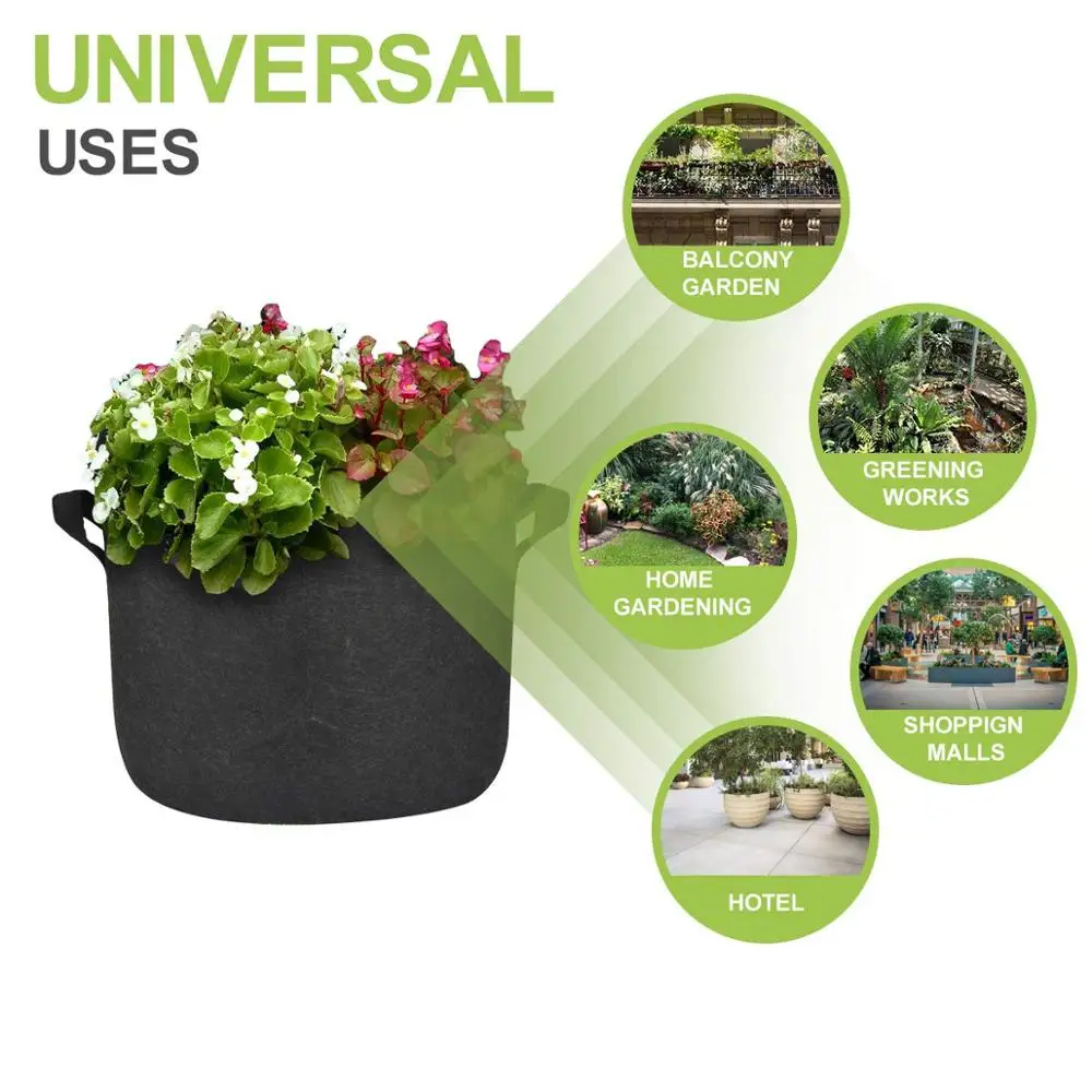 5 шт. мешки для выращивания черной ткани воздухопроницаемые 1/5/7/25/50/100 галлоновые