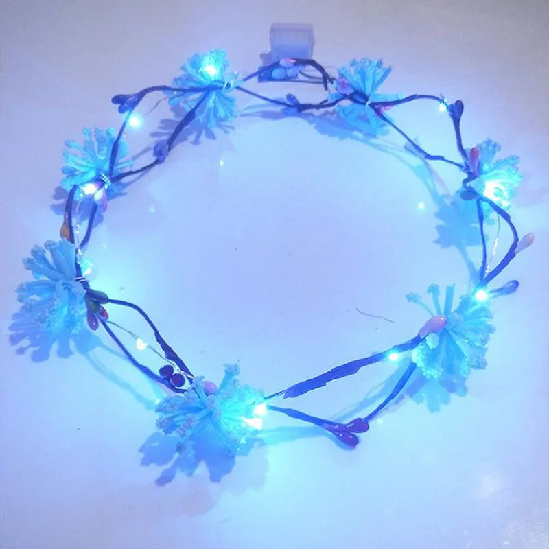 

LED Glow Bliking Flower Hair Band Crown Garland Headband Flowers Easter Wedding Valentines Day Birthday Party Decoration Gift