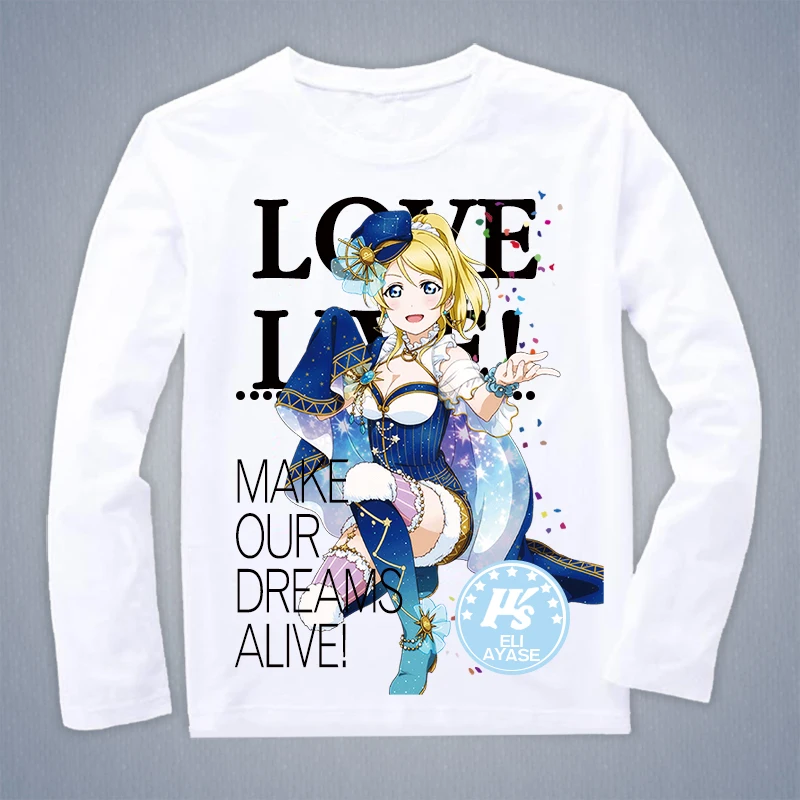 Лавлайв! Саншайн!! Косплей футболка аниме Лавлайв Минами Котори Косака Хонока весна осень длинные рукава топ футболка.