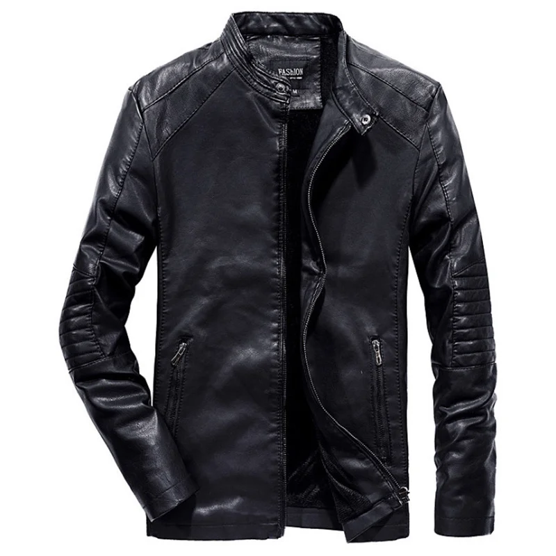 

Dropshipping Men's Leather Jackets Handsome Motorcycle Leather Jacket Zipper Black Men Leather Suede Jacket Casual Male Outwear