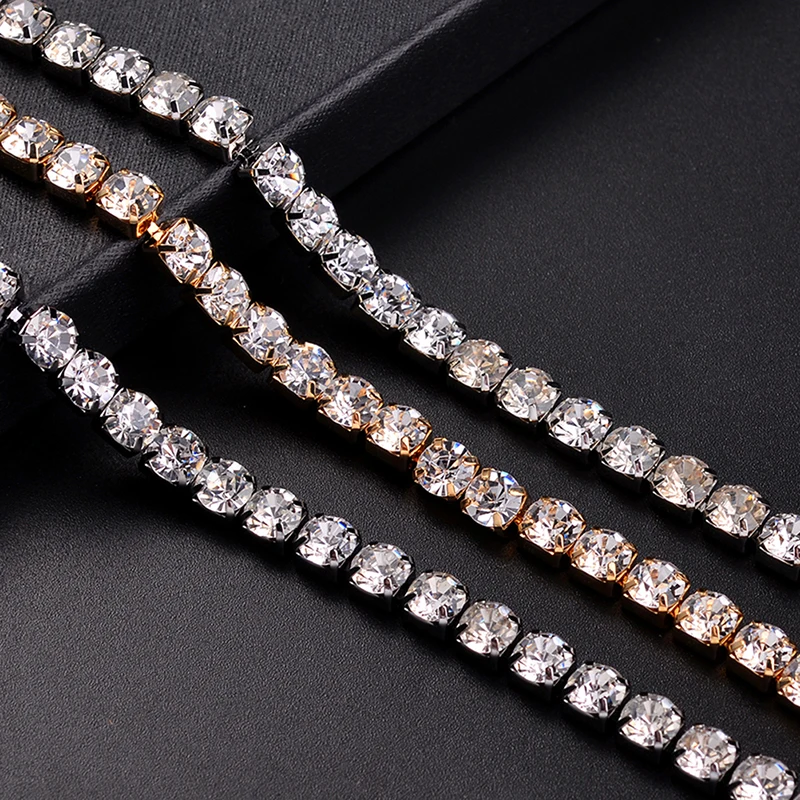 1 ряд стразы колье блестящая Цепочка с кристаллами роскошные ювелирные изделия