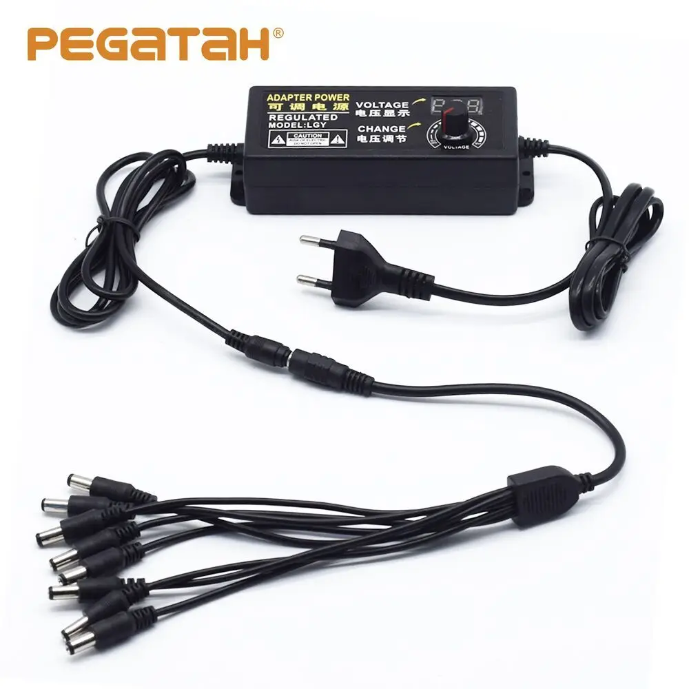 

Led Screen Adjustable power adapter AC to DC 1 to 4/8 9V-24V Universal display screen voltage Regulated power supply adatpor 24V
