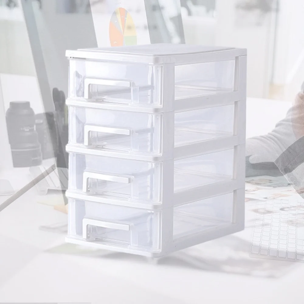 

2 Layers Transparent Desktop Drawer Type Storage Box Mini Cosmetics Storage Organizer Sundries Holder (Black and Transpa