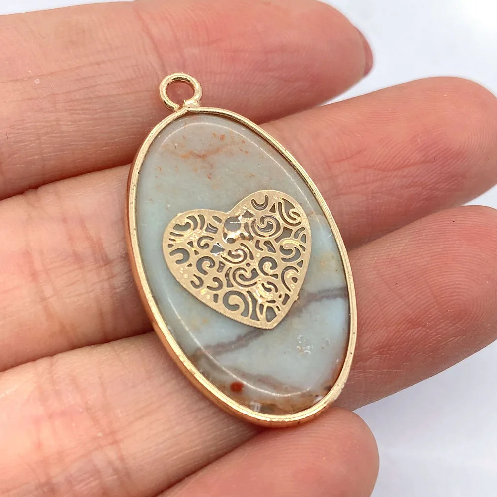 Подвеска из натурального полудрагоценного камня овальная подвеска одного