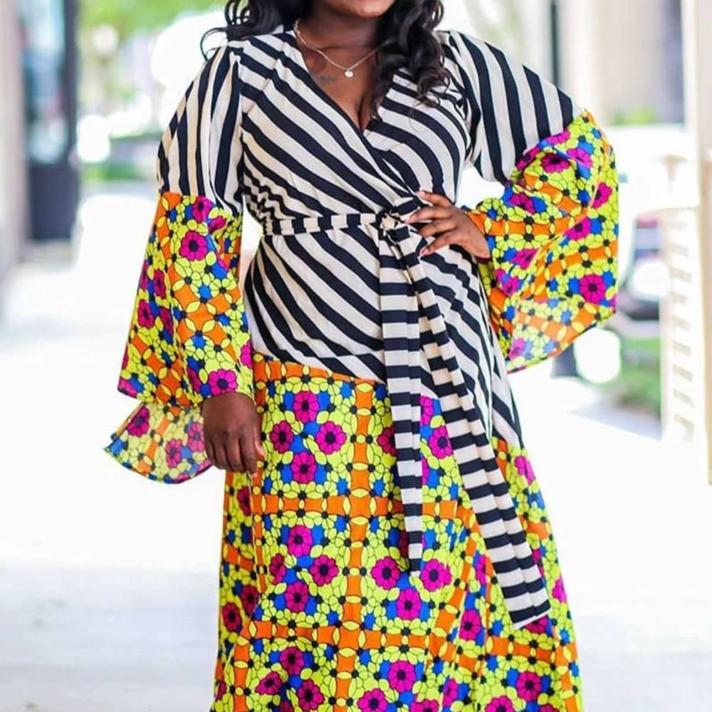 Женское длинное платье в стиле пэчворк платье-макси трапециевидной формы с