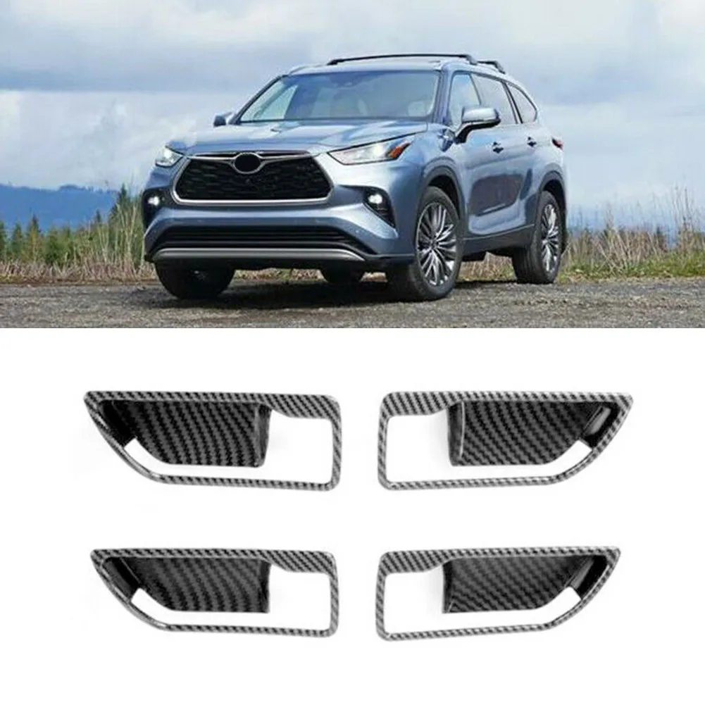 

4 шт., накладки на внутреннюю ручку автомобиля из углеродного волокна для Toyota Highlander 2021-2022