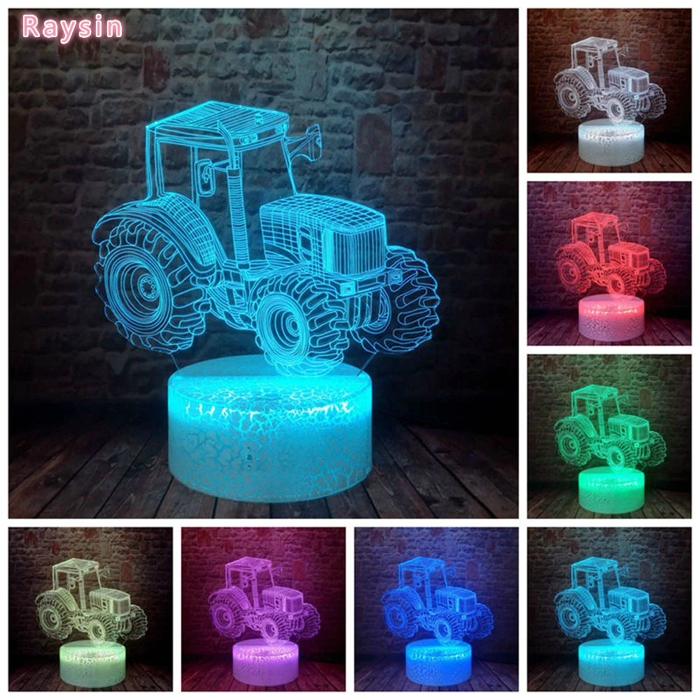 Автомобиль 3D светильник динамический трактор автомобиль детский Ночной USB