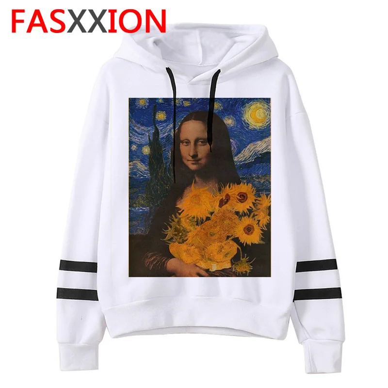 Mona lisa худи негабаритных женщин Корейский kawaii harajuku Толстовка 90s Женский Повседневный зимний Ullzang капюшон мультфильм Забавный