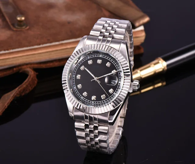 

HOT Brand New Quality President Yellow Gold Watch w Gold Diamond Dial Bezel woman Men's Sport Wrist Watches quartz Mens Watch