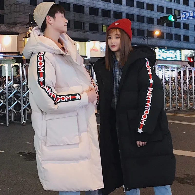 Liketkit мужские зимние парки 2019 с буквенным принтом в полоску толстые длинные