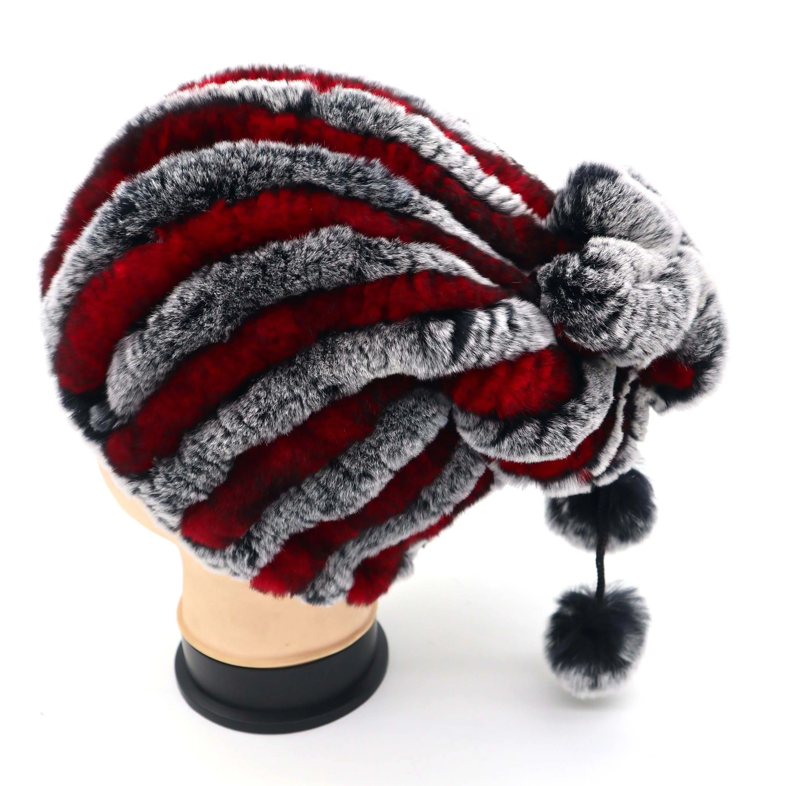 Зимняя меховая шапка женская из натурального меха кролика|Женские Skullies и