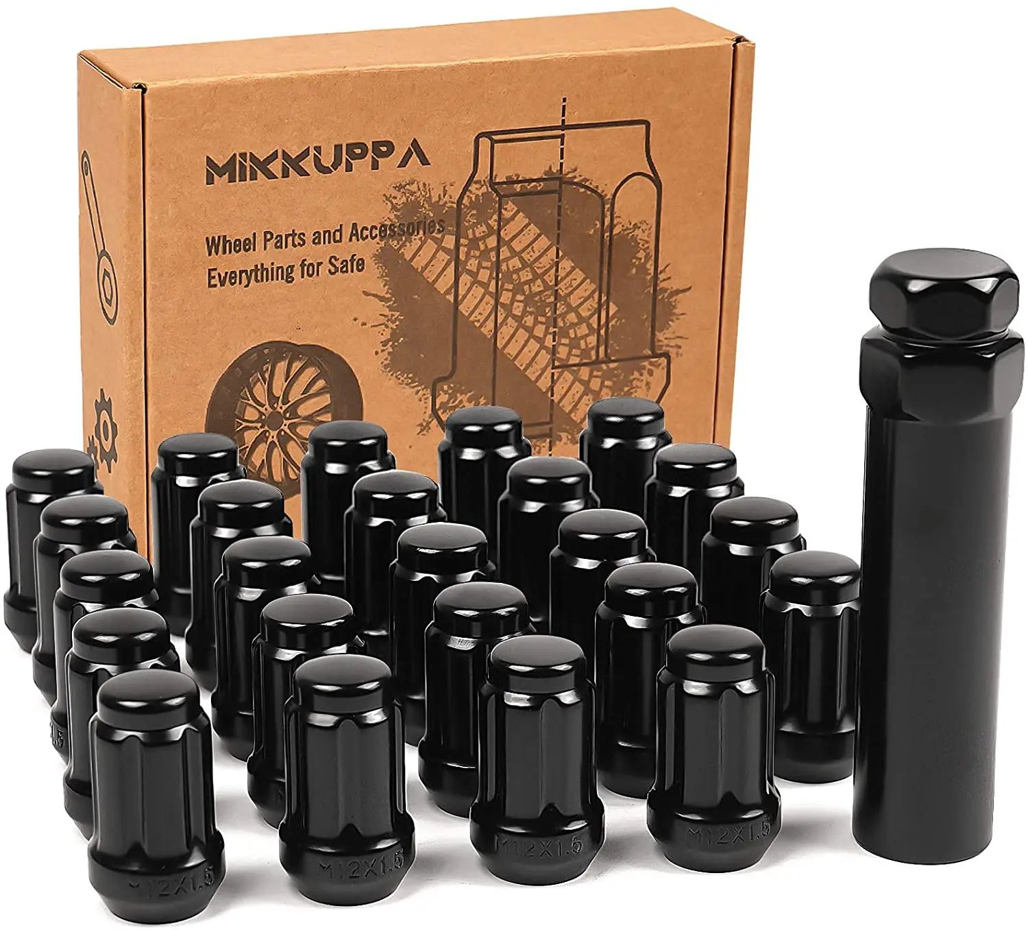 Зажимные Гайки MIKKUPPA M12x1.5 для 4runner/Tacoma/Tundra 24 шт. черные зажимные гайки с