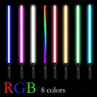 Металлический лазерный меч RGB, зарядка 2 в 1, переключаемый Светящийся меч, звуковые реквизиты, могут стучать Детский световой меч, игрушка, 8 цветов
