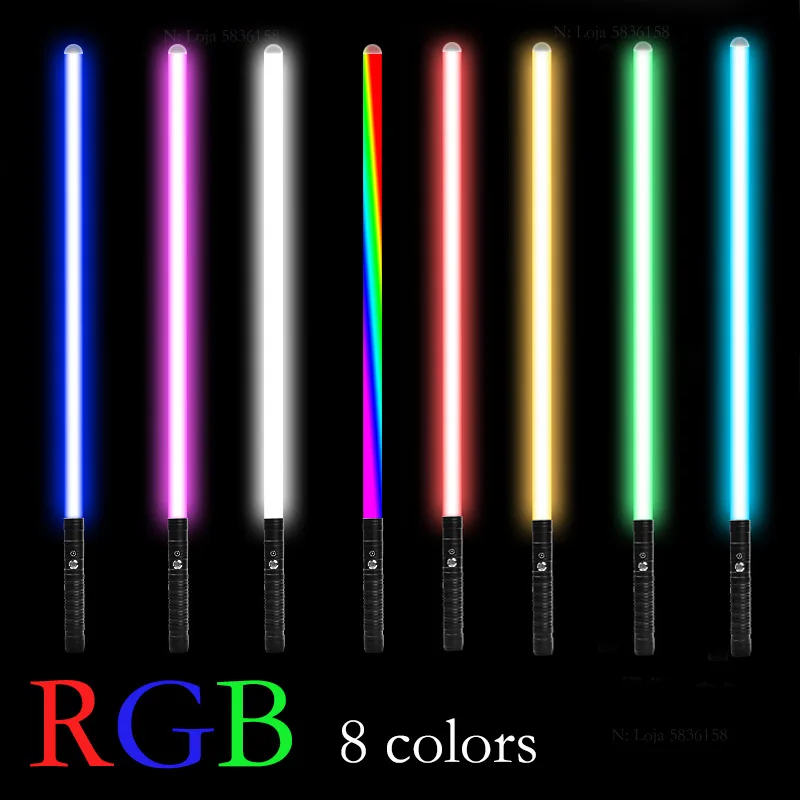 Металлический лазерный меч Rgb, 8 цветов, зарядка, два в одном, переключаемый светящийся меч, со звуком, реквизит для косплея, сценические игрушки для детей - изображение