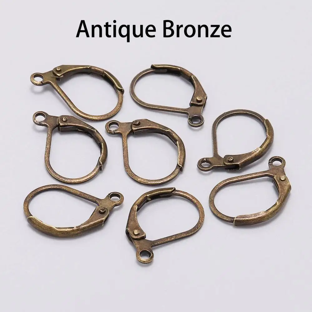 Antique Bronze 20 шт./лот 15*10 мм серебро золото Французский рычаг Серьги Крючки провода настройки база обручи серьги для DIY ювелирных изделий поставки - Цвет: Antique Bronze