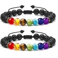 genuine natural gem bracelet 6mm8mm10mm healing chakra bead bracelet adjustable energy bracelet lava beadsladies and gentlem