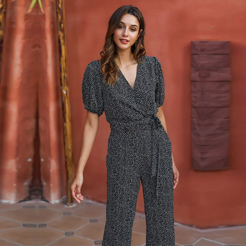 

Spring Summer Crop Top Set Women 2021 New Casual Print Loose Wide Leg Trousers Tracksuit Suits Ladies Long Pant 2 pieces Sets