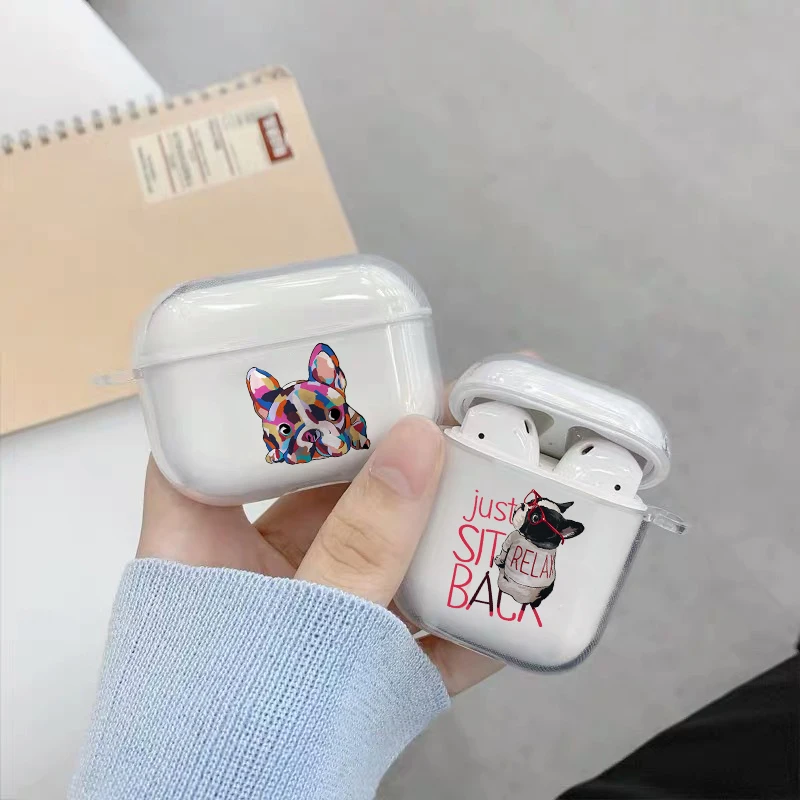 Чехол с забавным французским бульдогом для беспроводных наушников Apple Airpods 3