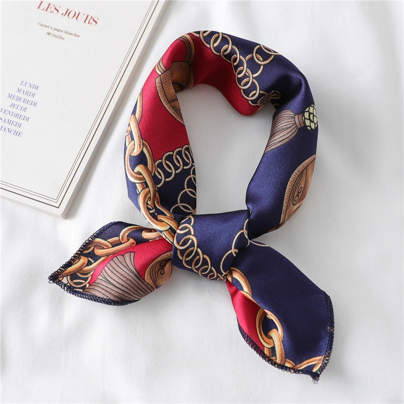 

Lady Hair Scarf Fashion Female Print Small Silk Square Scarves Design Shawl and Wraps Bandana Women Foulard Accessories Summer