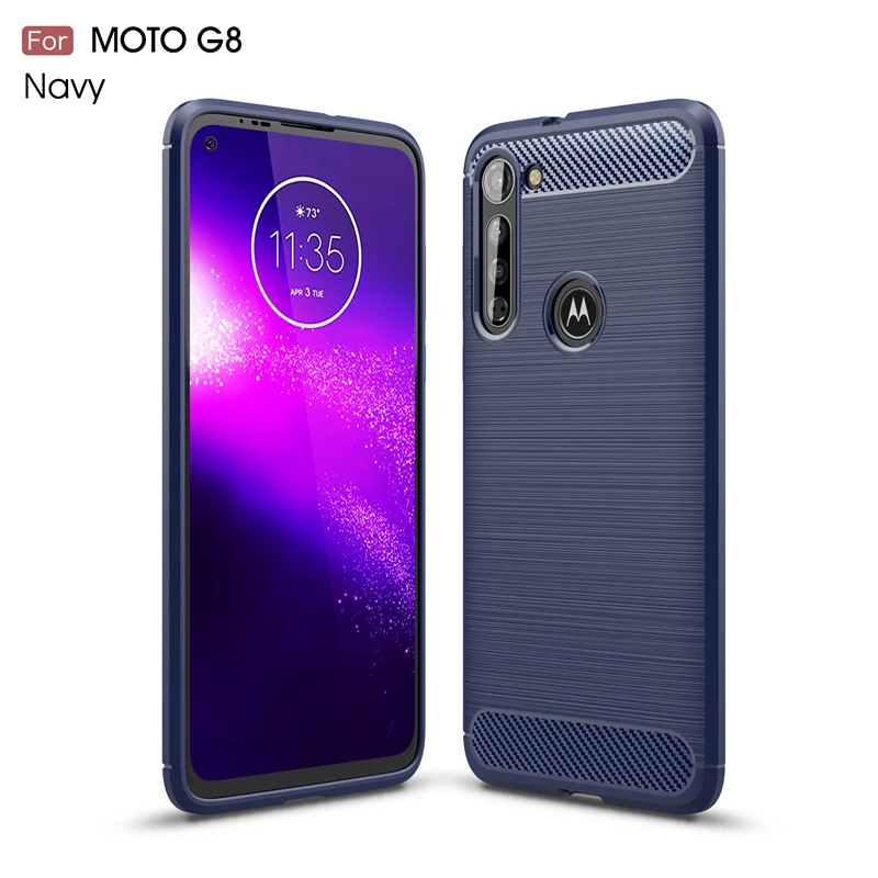 Чехол для Motorola Moto G8 мягкий силиконовый чехол из углеродного волокна
