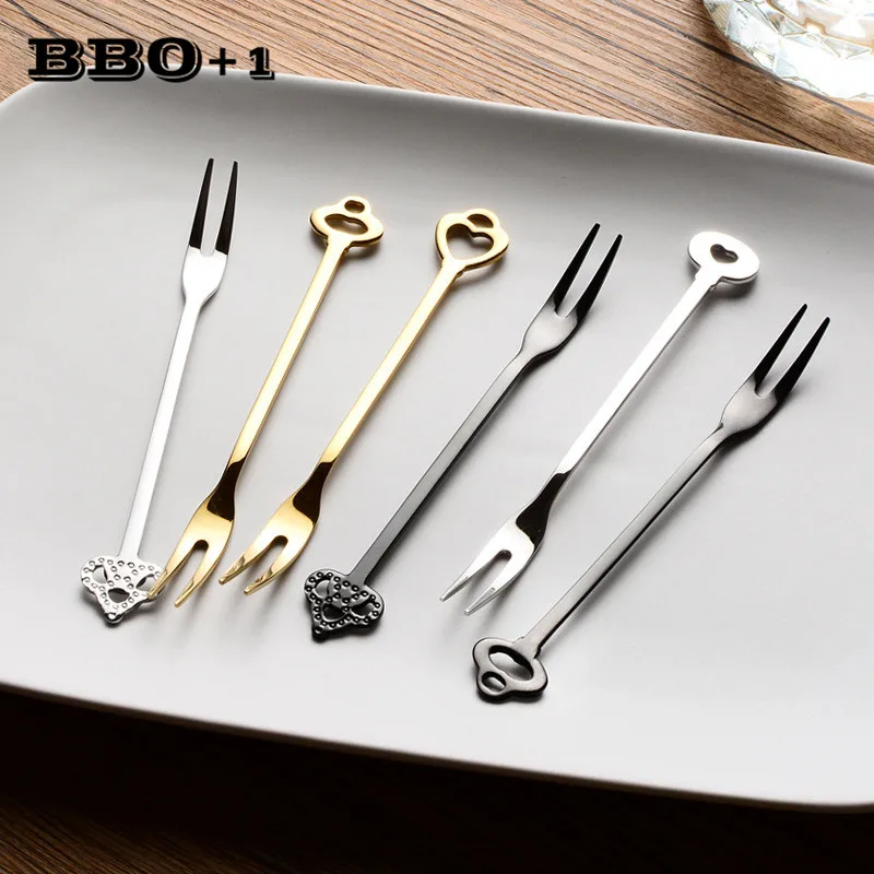 6 шт Нержавеющая сталь салат вилки для фруктов креативная украшения пирогов