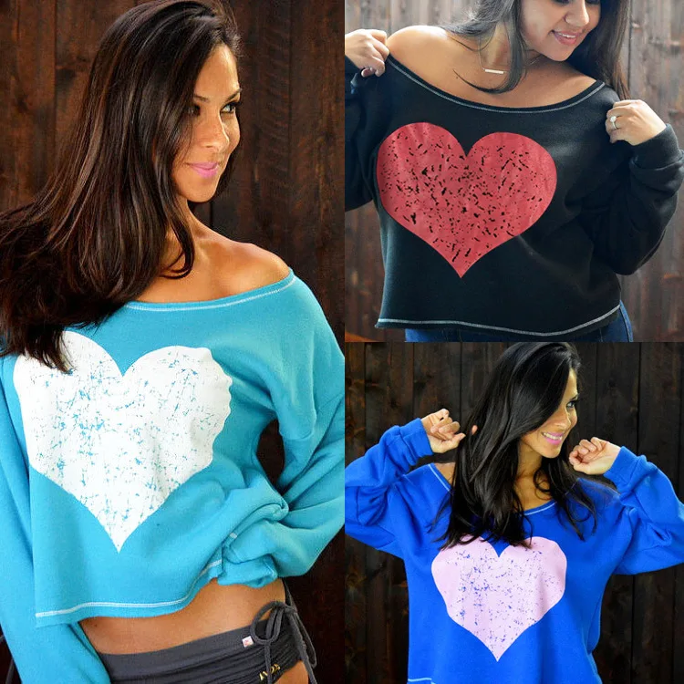 

Европейская и американская летняя Популярная на AliExpress короткая женская футболка с длинными рукавами и принтом в форме сердца
