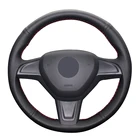 Рука сшитый черный PU Искусственная кожа изготовленная на заказ Чехол рулевого колеса автомобиля для Skoda Octavia Citigo Fabia 2013-2019 Yeti 2014 2015 2016-2019