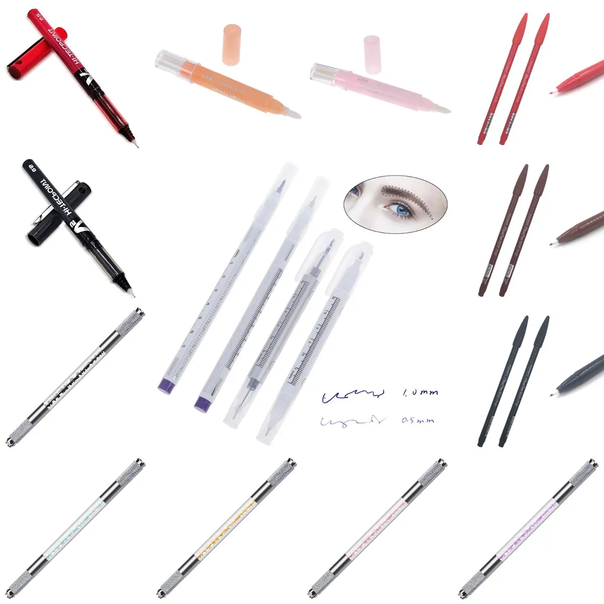 

1/2*Tattoo Marker Pen Permanent Makeup Eyebrow Microblading Thin Scribe Tool Black/Red/Blue Piercing Skin Marker Position Supply