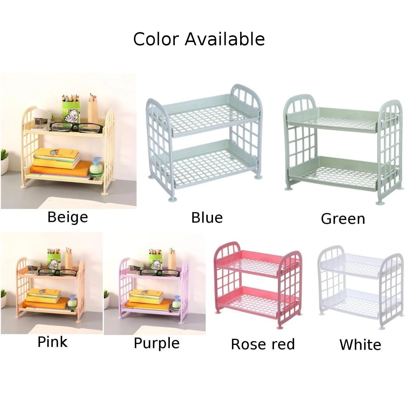 

Creative Two-layer Hollow Plastic Shelf Tabletop Kitchen Organizer Bathroom Double-layer Cosmetic Storage Shelf Drop Shipping