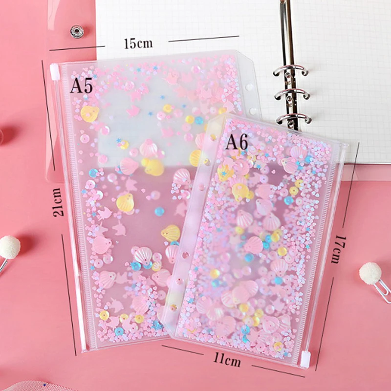 

Hot 1pc Transparent PVC Storage Card Holder with Zipper for A5 A6 Pouch Diary Planner