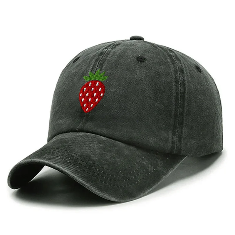 

2021 New Strawberry Embroidery High Quality Dad Hat 100% Washed Cotton Men Woenm Baseball Cap Golf Snapback Hats Dropshipping