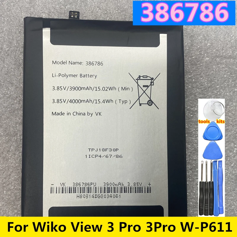 Оригинальный 4000 мАч 386786 замена мобильный телефон Батарея для Wiko вид 3 Pro 3Pro W-P611 M2766