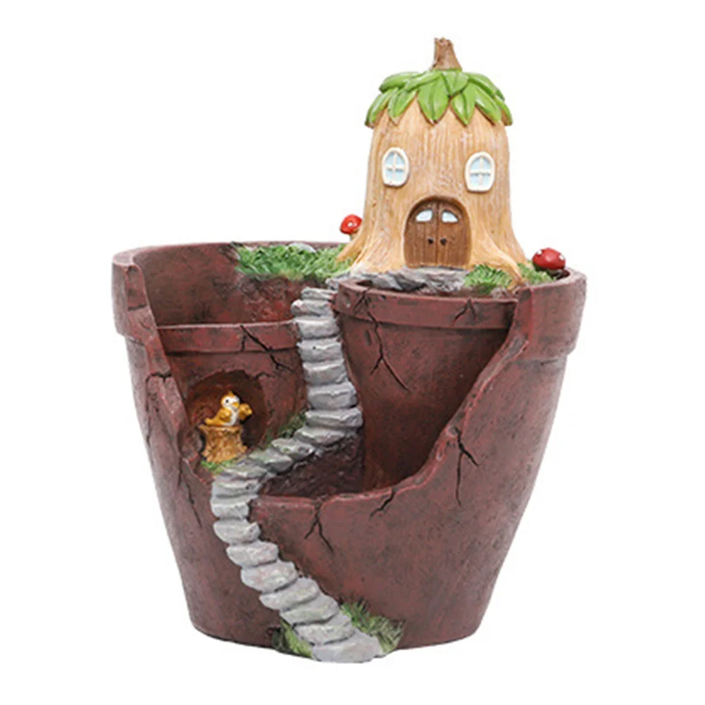 

Retro Farmhouse Resin Flowerpot Succulents Planter Water Planting Container Pot Biye House Decorative Pot Desktop Ornament Gifts