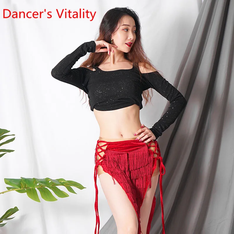 

Belly Dance New Training Clothes Women's Tassel Oriental dance Clothes Performance Customes Beginner Suit Top+Tassel skirt