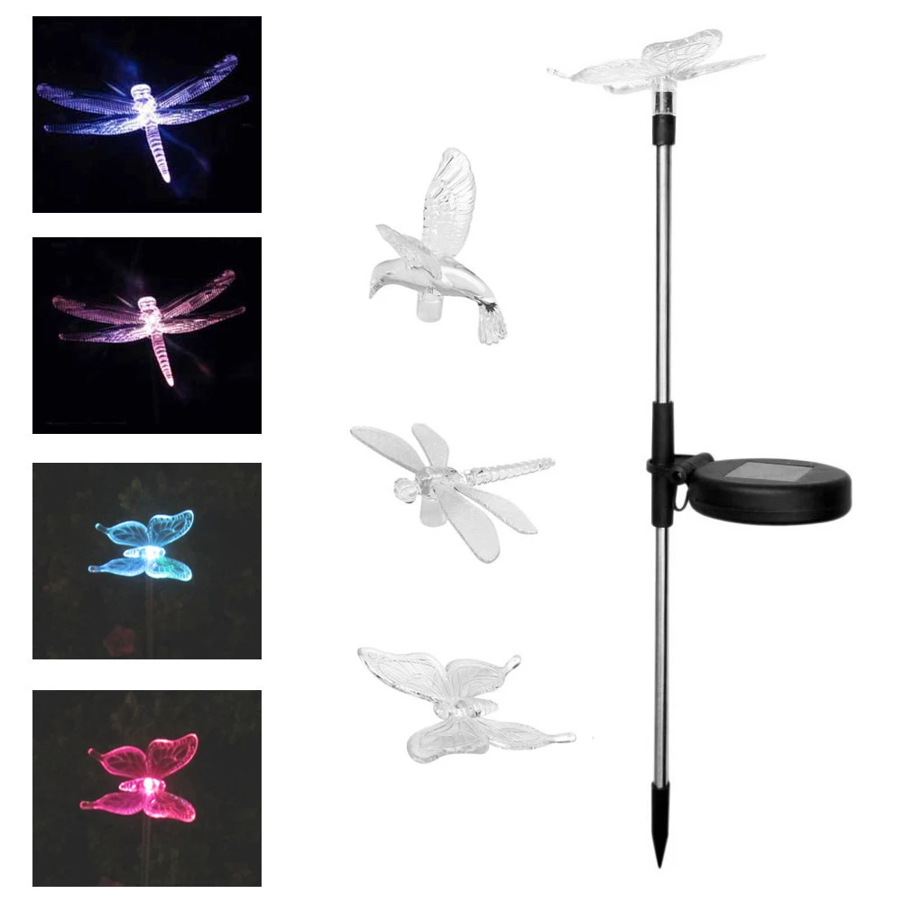 

LED Lawn Light Solar Stake Lights Garden Ground Plug Light Decorative Butterfly Dragonfly Path Yard Lawn Outdoor Landscape Light
