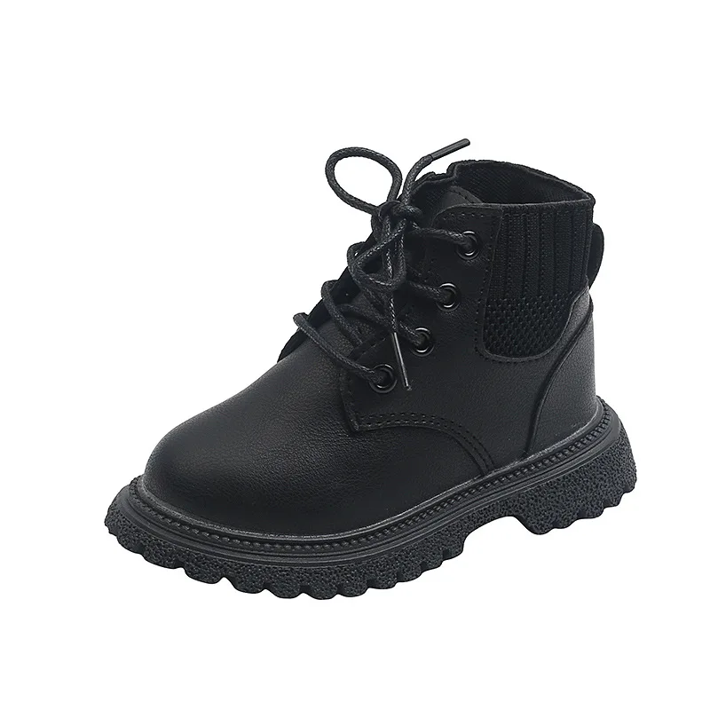 Классические черные коричневые белые осенне-зимние ботинки на платформе для