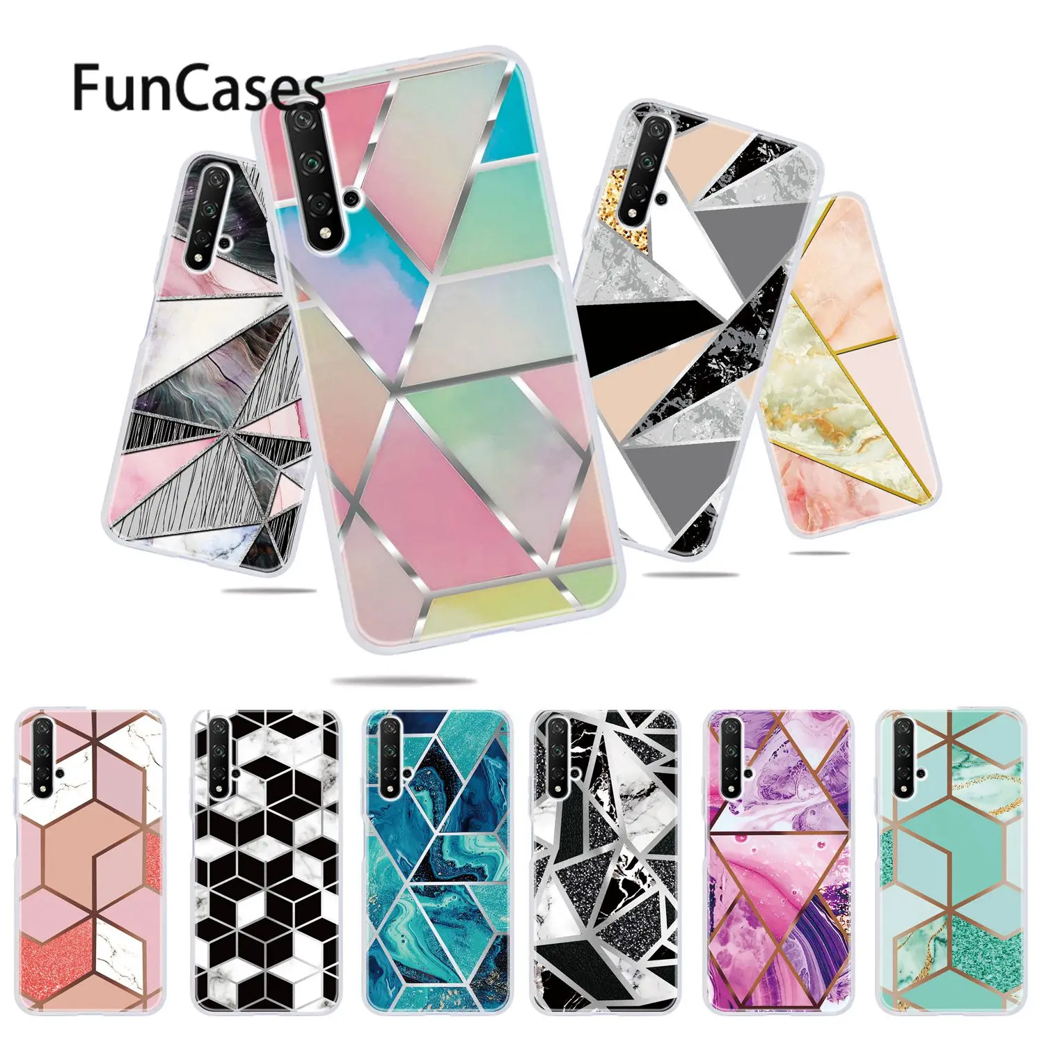 Блестящие Чехлы для huawei Honor 20 Pro с геометрическими фигурами мягкий силиконовый
