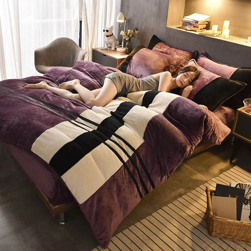 3 шт/4 шт коралловый флис плед постельный комплект осень зима уплотненный