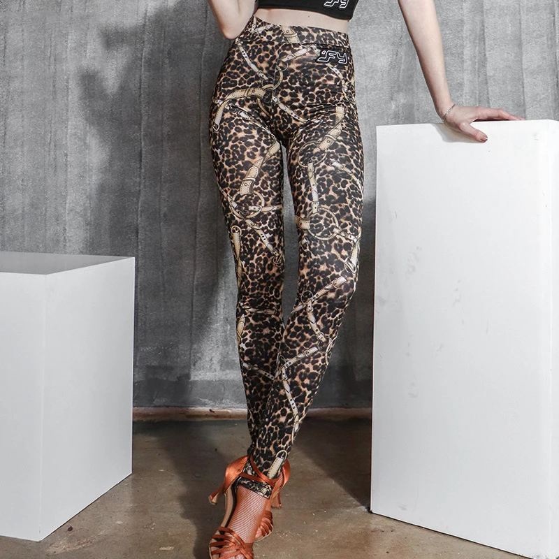 Туфли для латинских танцев женские летние леггинсы с леопардовым принтом тонкий