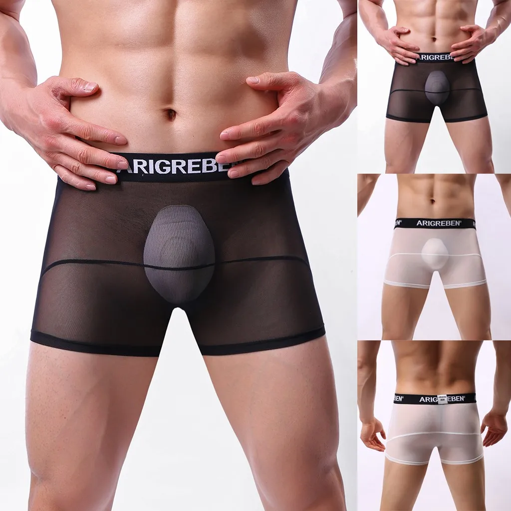 Мужское сексуальное нижнее белье мягкие боксеры хлопковые полупрозрачное