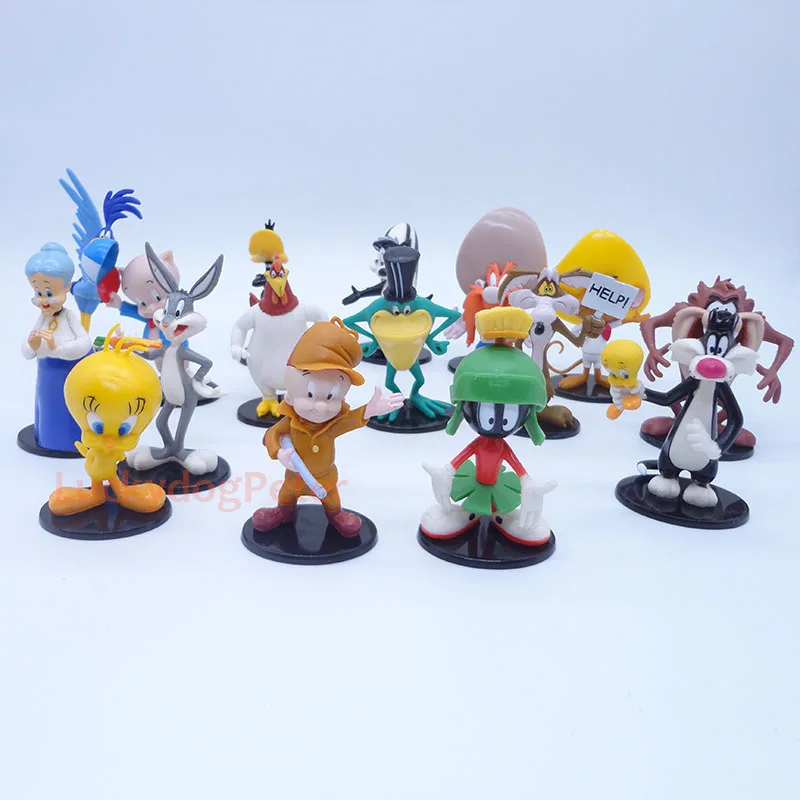 Looney Tunes 16 шт./компл. Bugs кролик птичка Твити мини фигурка 1/10 масштаб окрашенная фигурка Койот Даффи Дак ПВХ фигурка игрушки