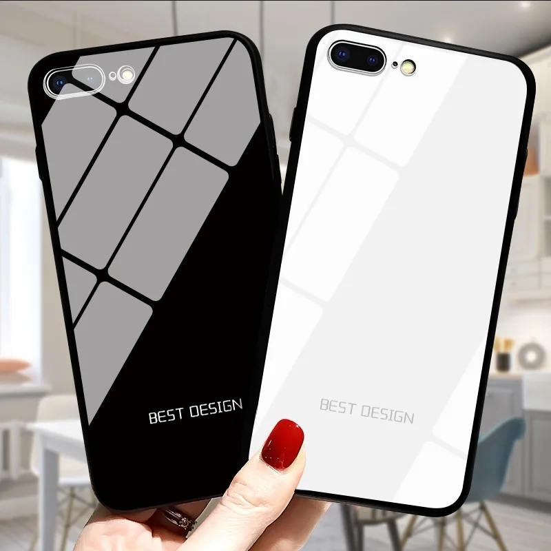 

Tempered Glass Phone Case For iPhone 12 pro max X 11pro 8plus XS Max 12 Mini XR Cover Soft TPU Edge Cover Cartoon
